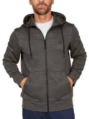 Spyder Men's Grey Fleece Full Zip Hoodie, Medium NEW WITHOUT TAGS